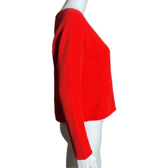 Mango Shirt Womens Small Red Waffle Knit Top Textured Casual Office Versatile - Picture 2 of 7